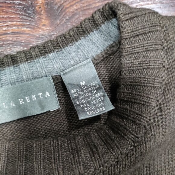 Oscar Dela Renta Patchwork Color Block Crew Neck Pullover Knit Sweater Men's M - Picture 7 of 13